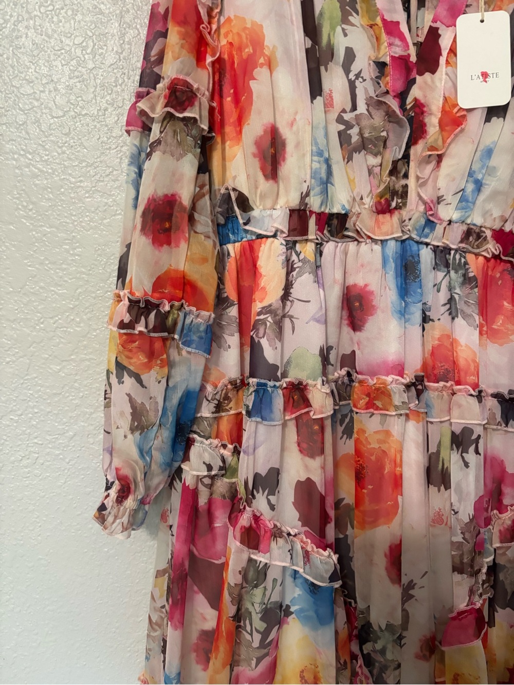 L’Atiste Plus Size Floral Tiered V-Neck Ruffle Dress - Picture 4 of 10